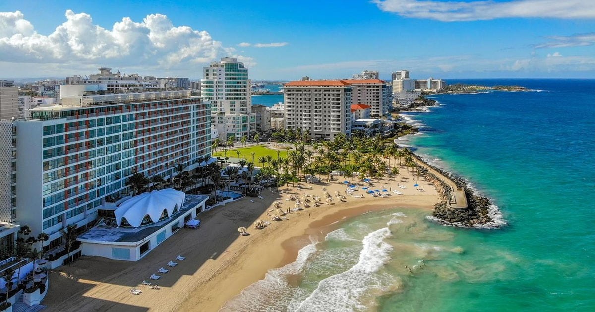 Condado in San Juan, modern hotels along the beach and the Atlantic