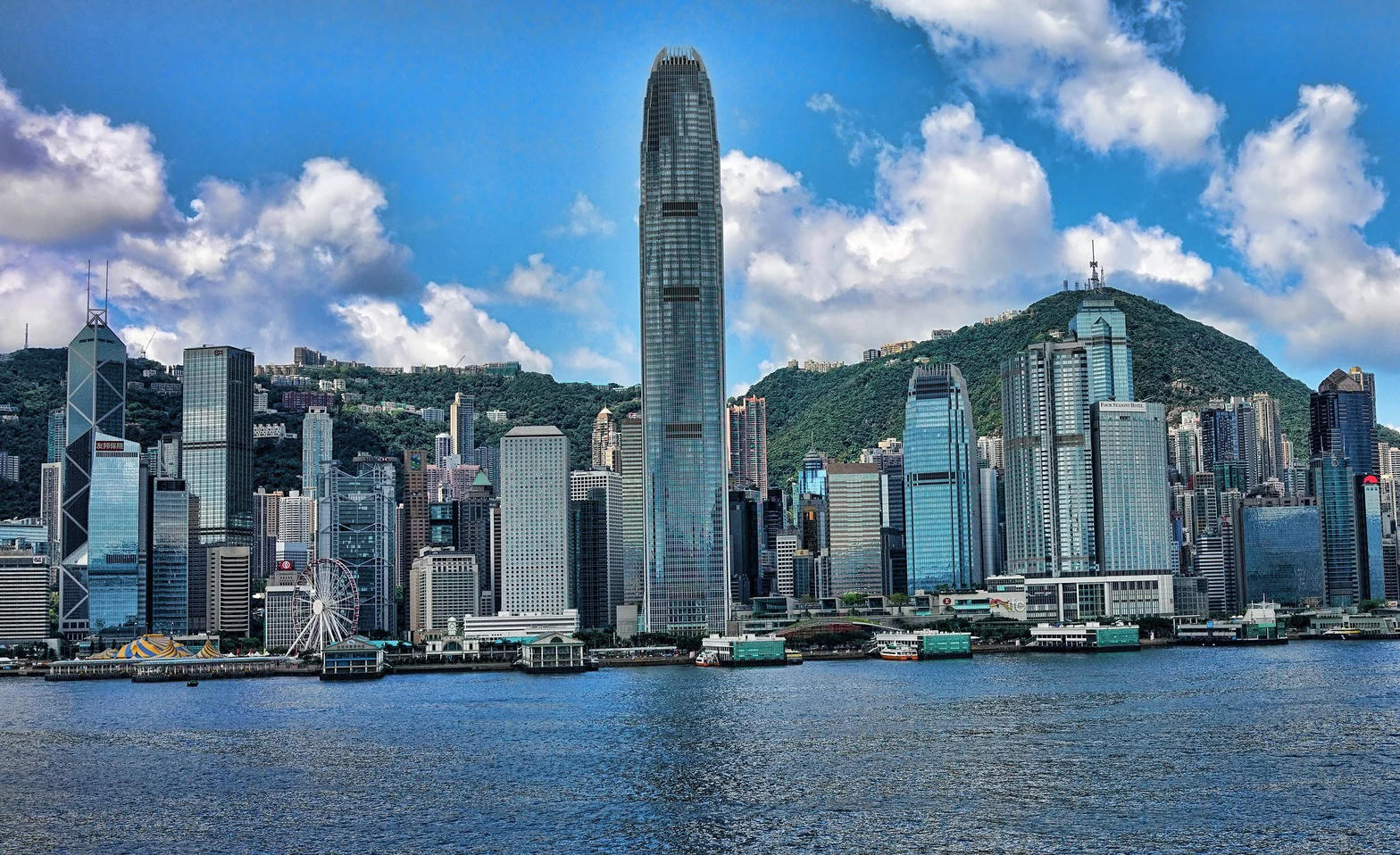 The Hong Kong skyline across Victoria Harbour